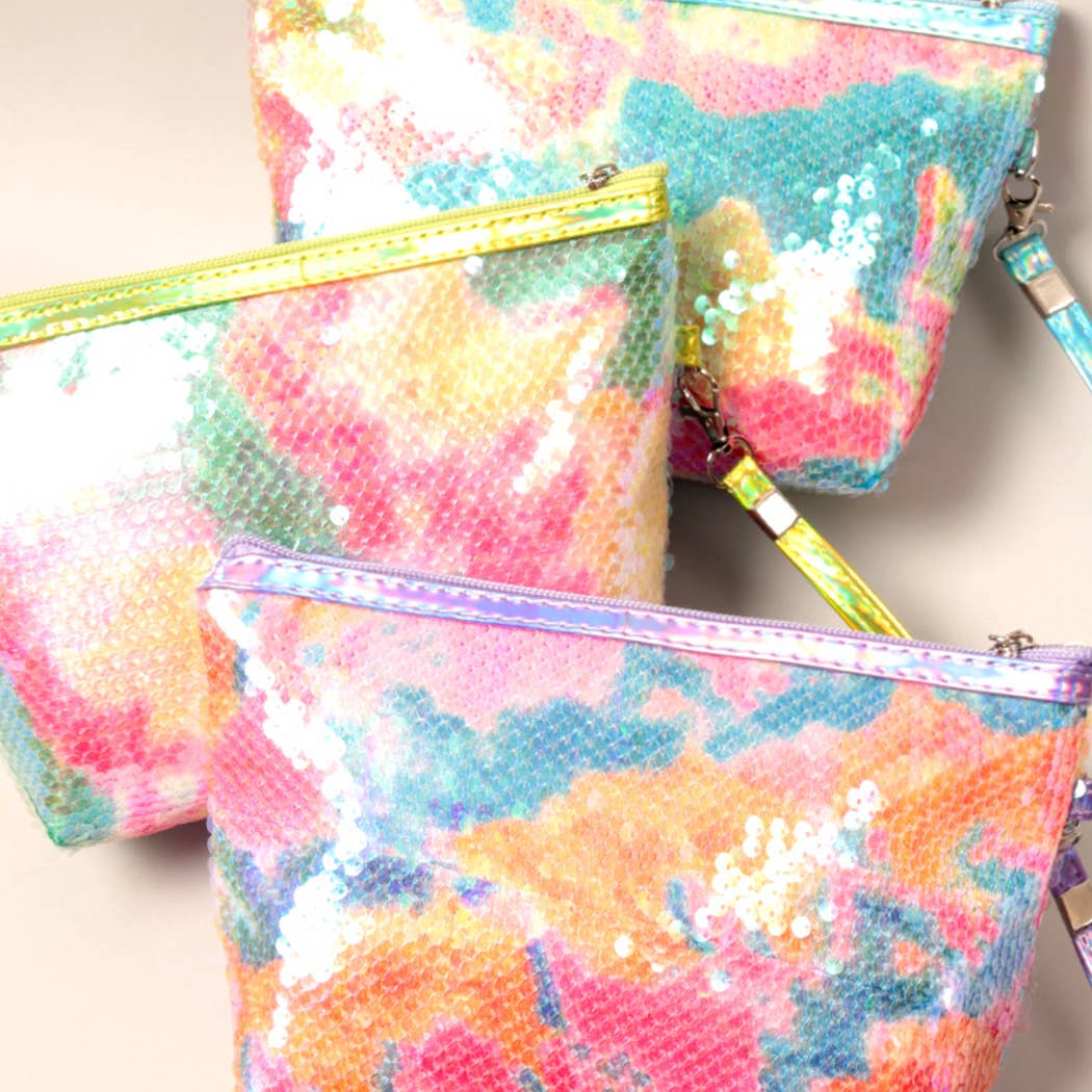 Fashion City - Wholesale Makeup/Cosmetic Bag - Multi Sequin Zipper Cosmetic Pouch Bags2