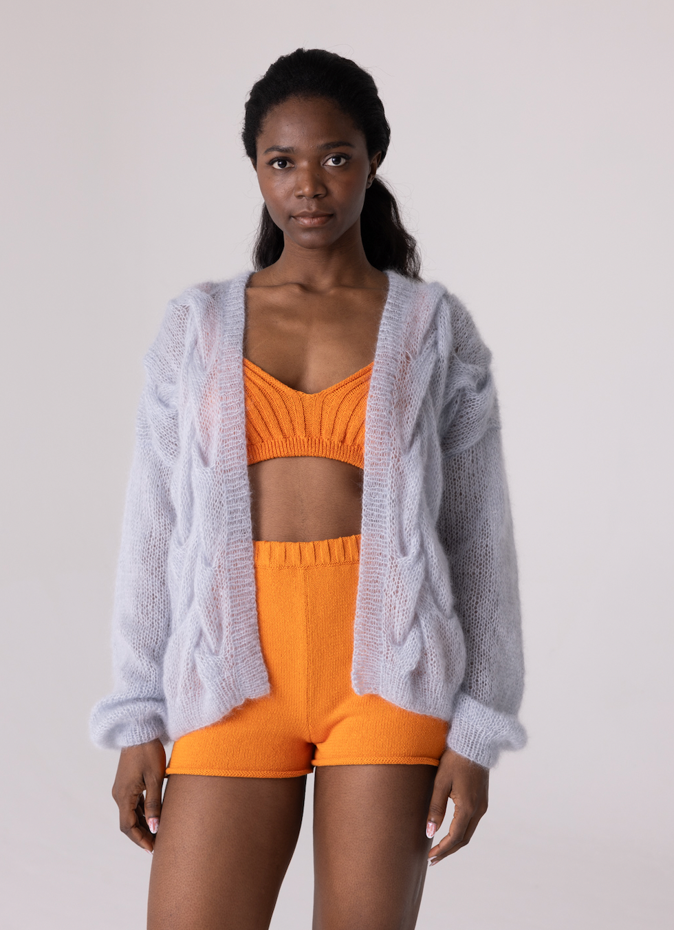 Twisted Erik: Mohair & Silk Cardigan in Dew / HANDMADE for wholesale on Faire6