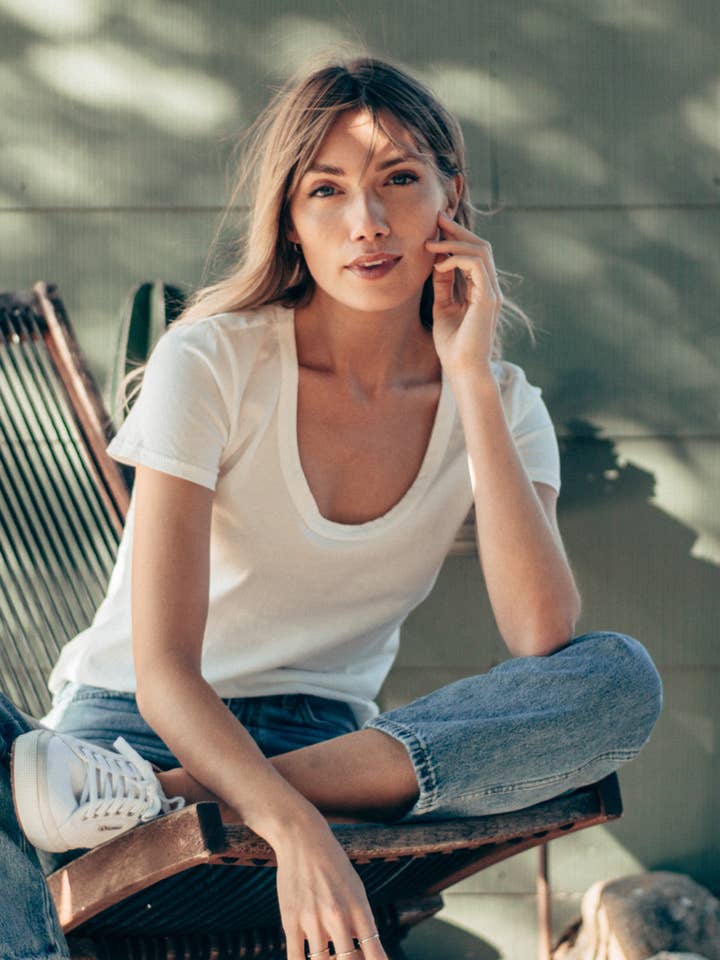 Graceful District - Wholesale T-Shirt - Women's - White Sophia Scoop Neck Tee