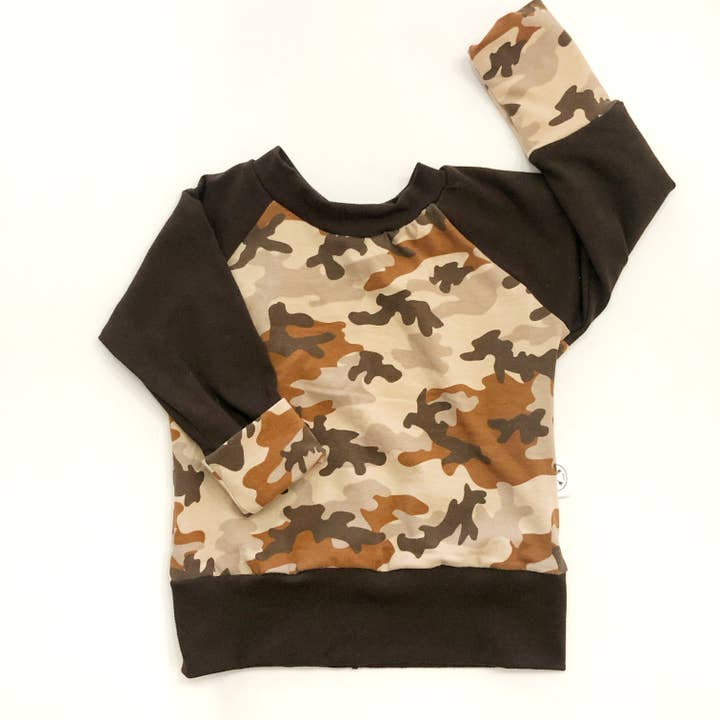 GWM Crew Neck Sweater - Brown Camo for wholesale by Northern Lullaby
