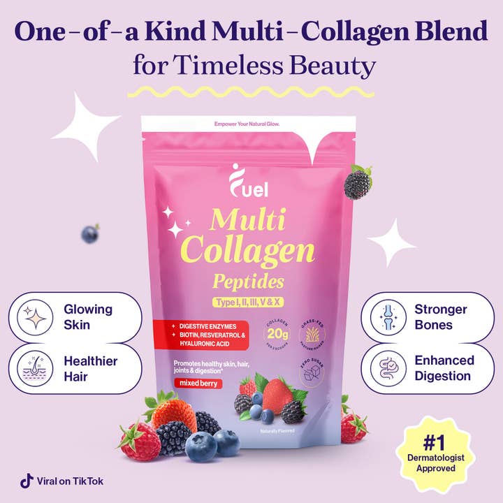 Mixed berries Multi Collagen Peptides for wholesale by Fuel