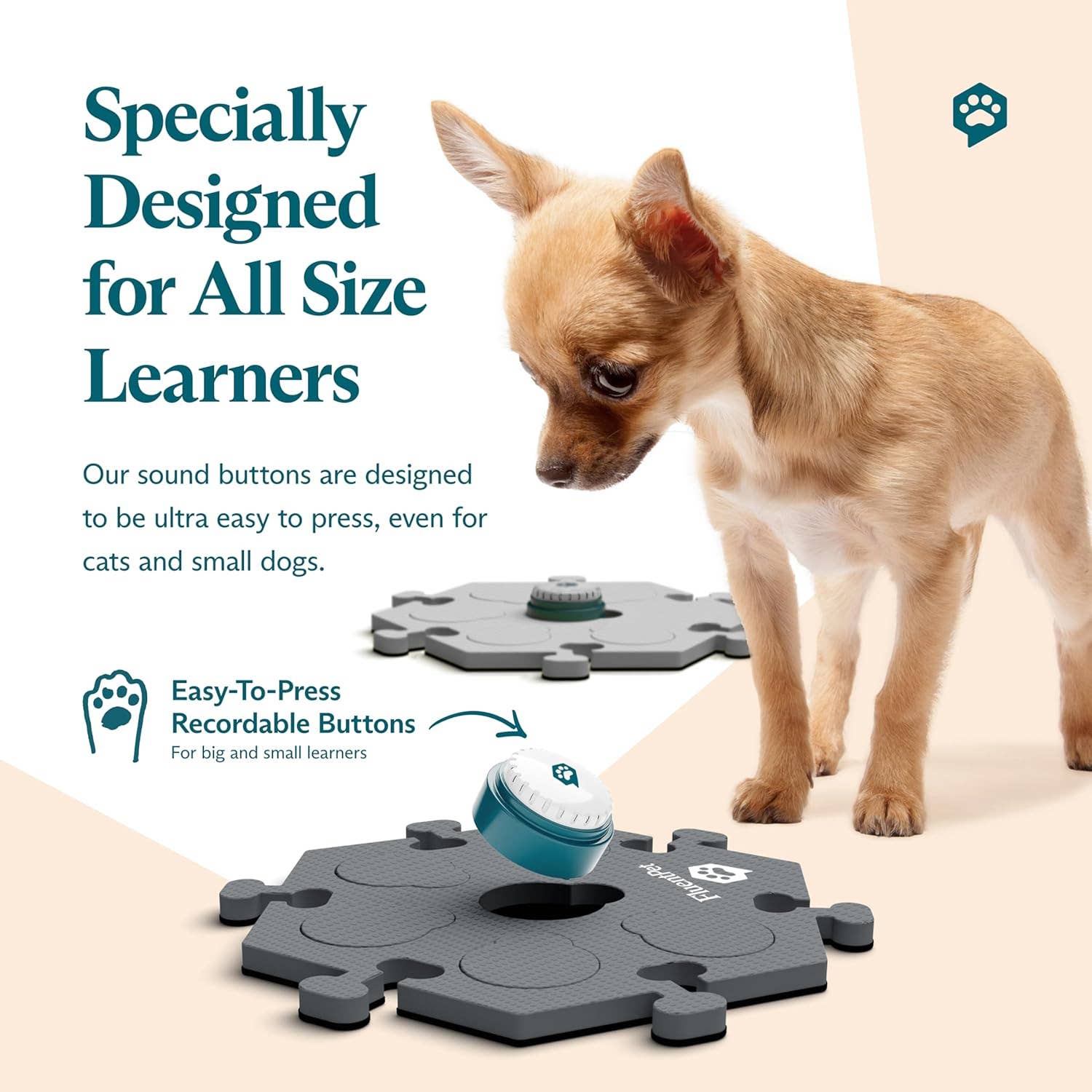 FluentPet – Großhandel Haustierspielzeug – Katze & Hund – Speak Up Get Started Kit Grau - Set aus 6 Knöpfen/3 Hextiles4