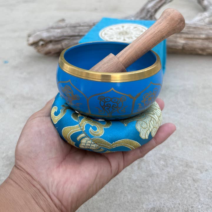 Lungta Imports - Wholesale Meditation Supplies - Tibetan Complete Singing Bowl Gift Box Set 8 Lucky Symbols 21