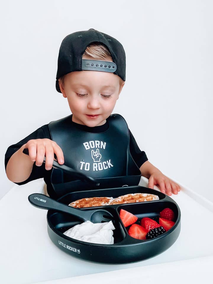 Midnight Collection - Silicone Spoon & Fork for wholesale by Little Rocker Clothing