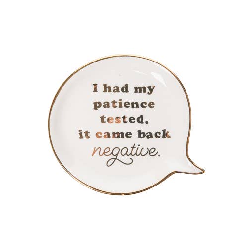 Gold Patience Tested. Trinket Tray for wholesale on Faire