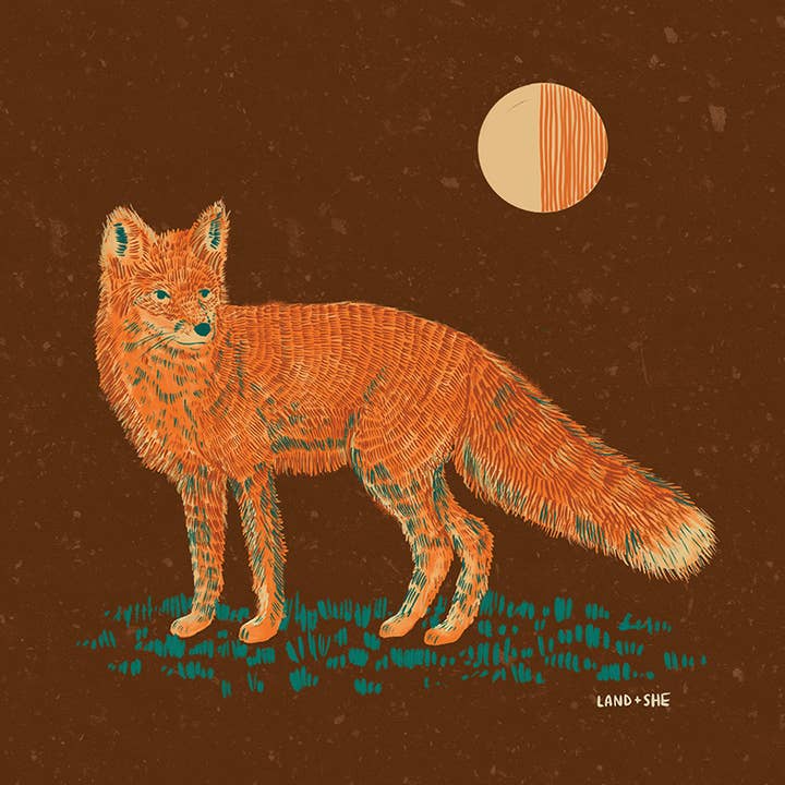 Land & She - Wholesale Art Print - Moonlit Fox