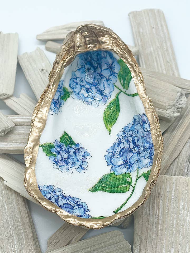 Muschelschale mit französischem Hortensien-Dekor von Alison Brooke Designs für den Großhandel von Alison Brooke Designs