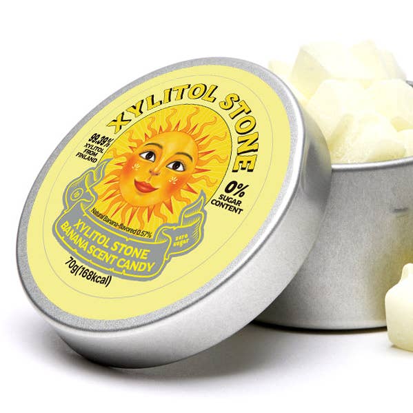 Xylitol Stone Sugar Free Hard Candy 70g Can, Banana for wholesale by Nuriearth Global USA