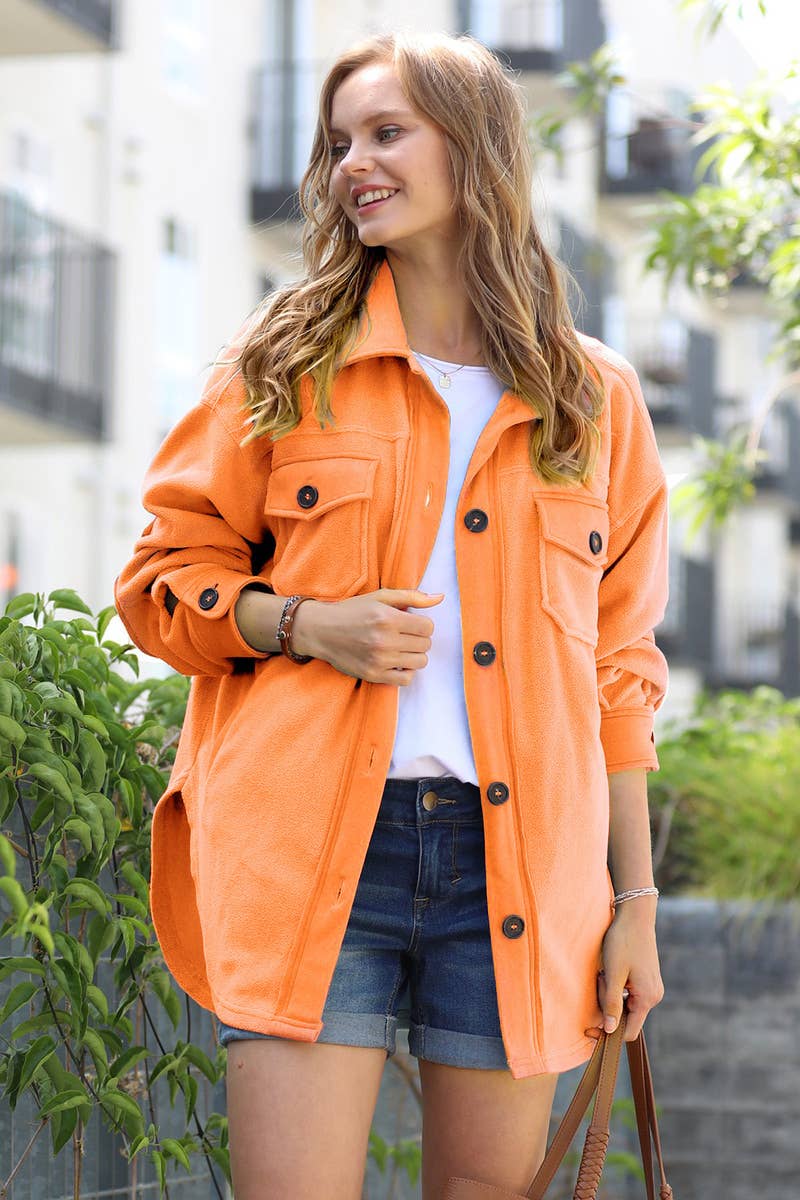 42POPS – Casaco camiseiro – Mulher por atacado – Sobrecamisa de Lã Sobredimensionada c/ remendo no cotovelo1