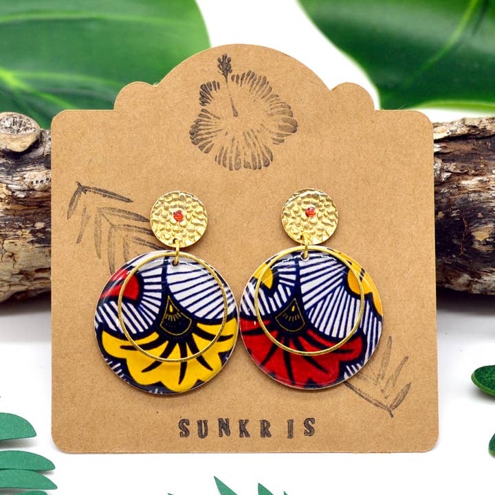 Brincos de cera em madeira e flor de casamento em resina por atacado de SUNKRIS