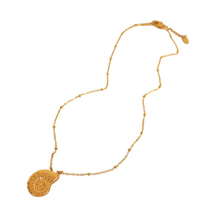 Colar Pendente de Amonite com Corrente de Bolas em Ouro por atacado de Last True Angel