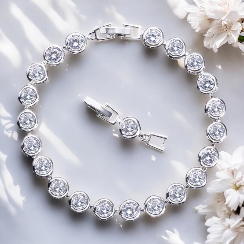 Athena Bridal Jewellery – Großhandel Perlenarmband – KOLLEKTION - KRISTALL-GLITZER-ARMBAND - BR172 SILBER3