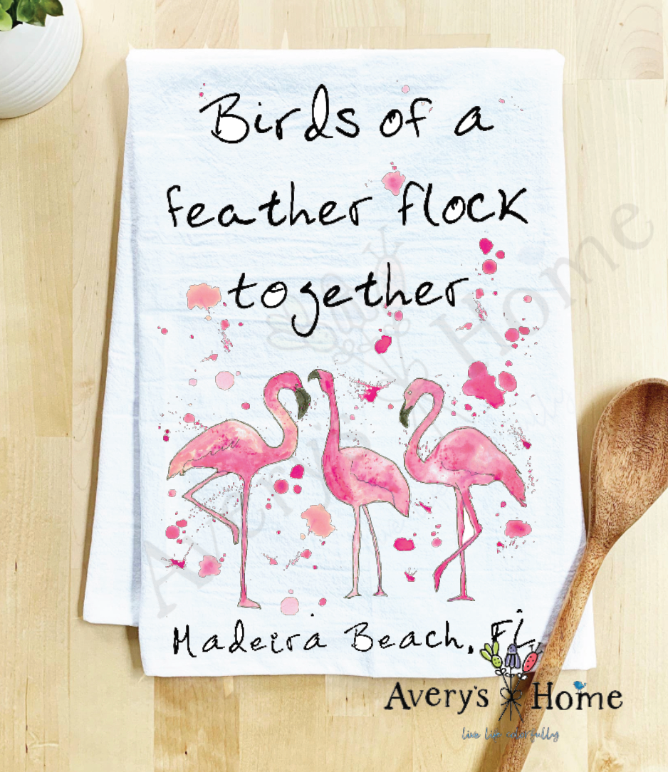 Avery's Home - Wholesale Tea Towel - Birds of a Feather Flamingo Customizable Tea Towel13