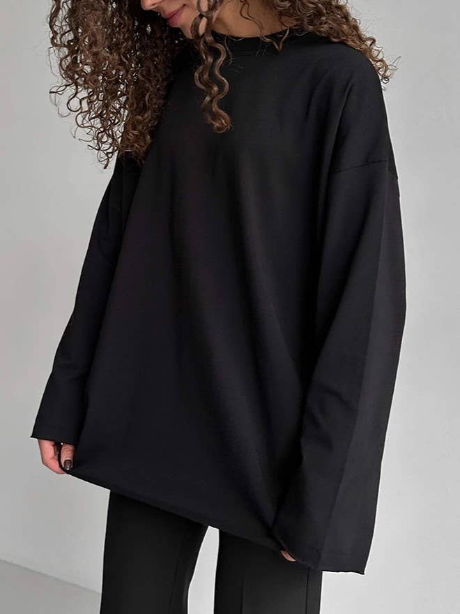 Rosa Clothing - Wholesale T-Shirt - Women's - Oversized long sleeve cotton t-shirt women tee3