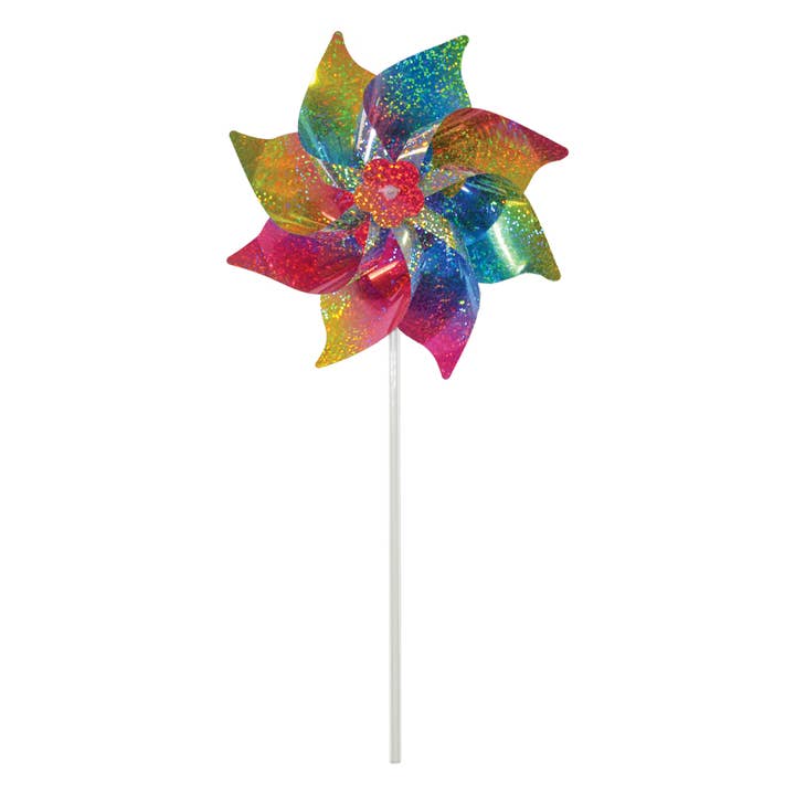In the Breeze, LLC. - Wholesale Wind Spinner - Rainbow Whirl Mylar Pinwheels - 8PC