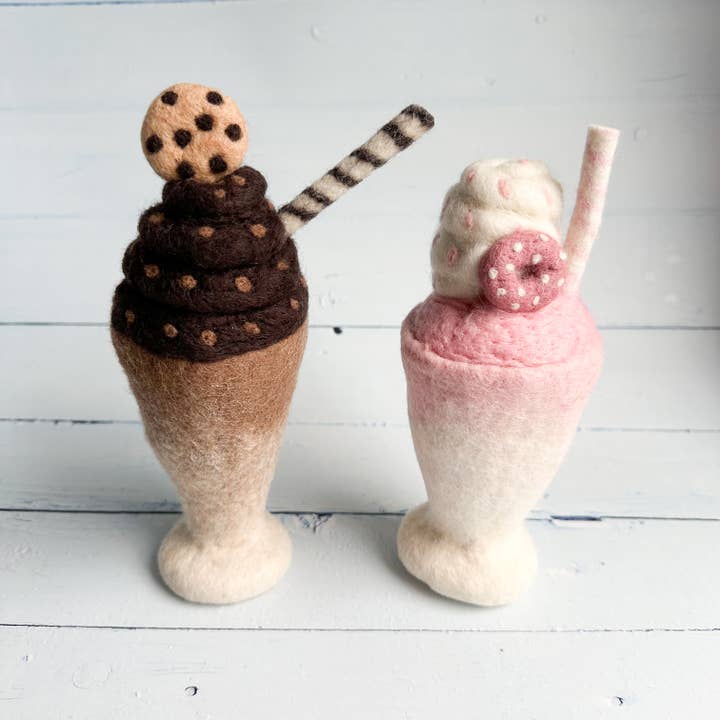 Sewing Seeds Play - Wholesale Decorative Tabletop Object - Felt Chocolate Chip Cookie Milkshake 4