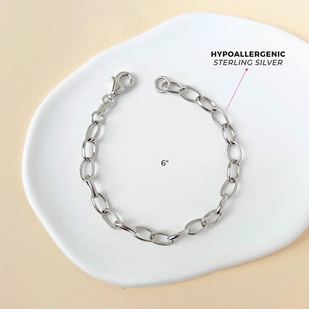 In Season Jewelry – Großhandel Glieder- & Kettenarmband – Klassisches Link-Basisarmband für Mädchen, 5—6 Zoll — Sterlingsilber4