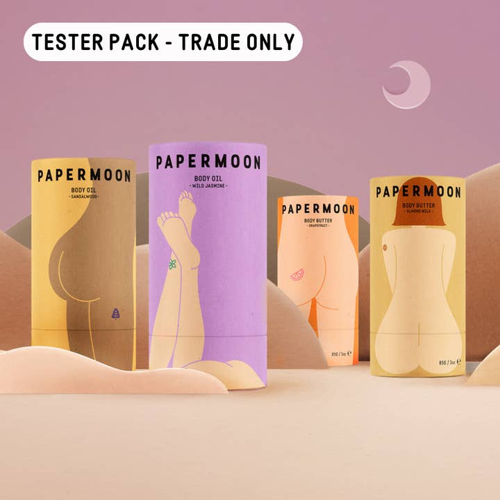 Papermoon - Wholesale Bath/body oil - TESTER PACK OILS & BUTTERS (FOUR PIECES INSIDE)0
