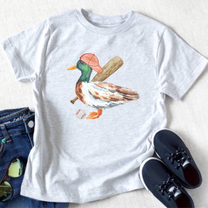 Painted Skies - Wholesale Screen Printed T-Shirt - Kids - Baseball Mallard Duck Youth Tee0
