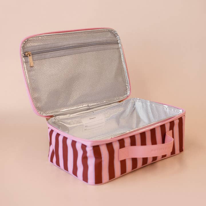 Fox & Fallow - Wholesale Lunch bag/box - Burgundy Stripe Large Lunch Bag4