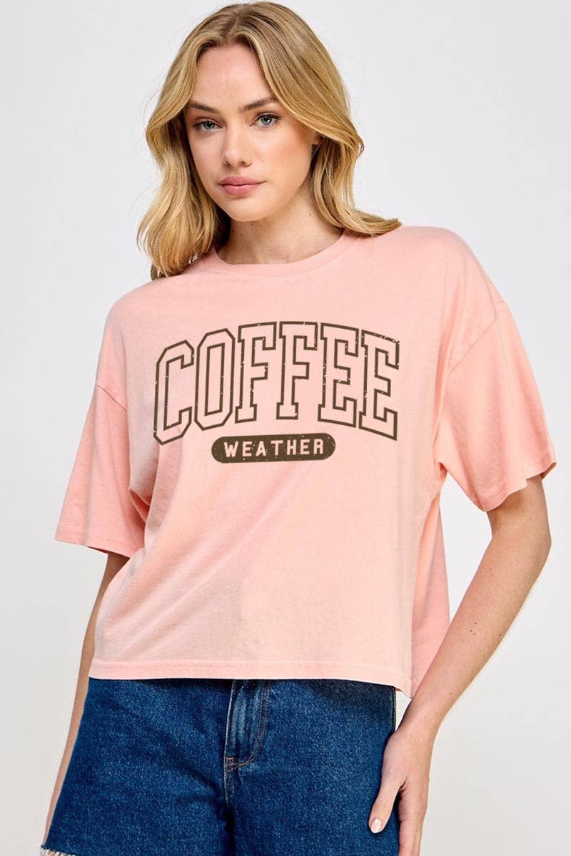 COLORBEAR – wholesale T-shirt (graphic) – women's – Coffee Weather Graphic Relaxed Crop Top1