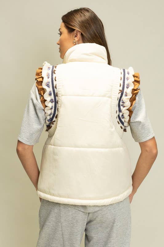 IVORY LO1001 Elegant Embroidered Puffer Vest for wholesale on Faire4