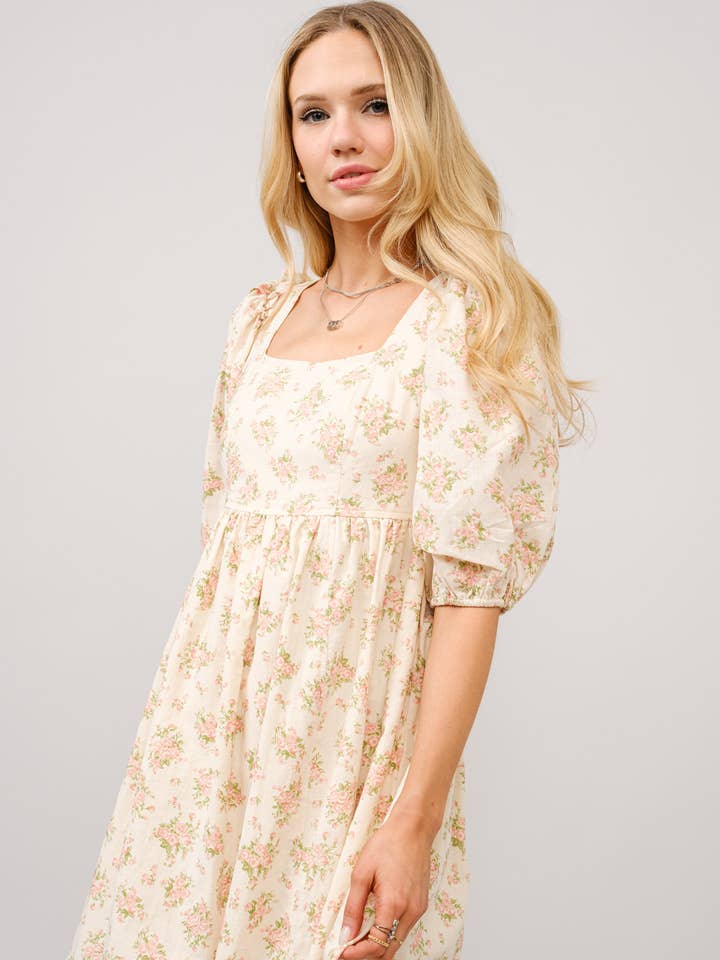 99179D - Square Neck Puff Sleeve Baby Doll Dress for wholesale by Blue B