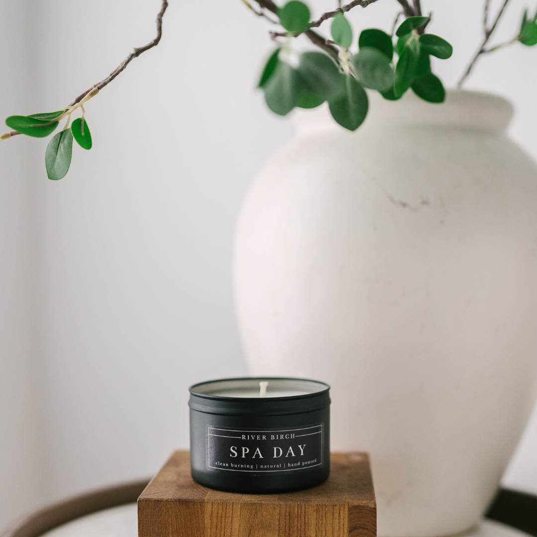 River Birch Candles - Wholesale Travel Candles - 8oz Spa Day - Black Tin 2