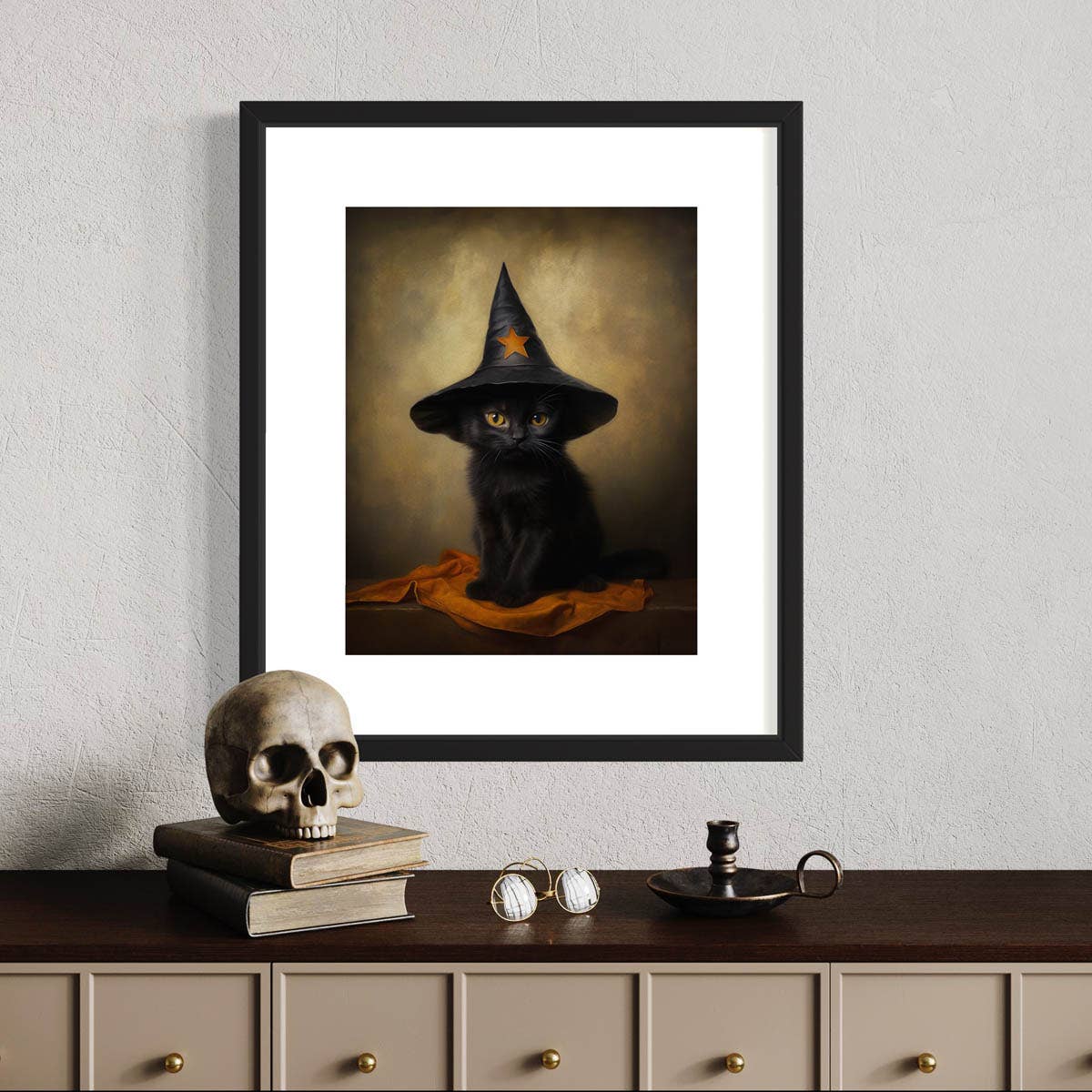 Salty Alyce - Wholesale Art Print -   Black Cat with Star Witch Hat Wall Decor 30AS3