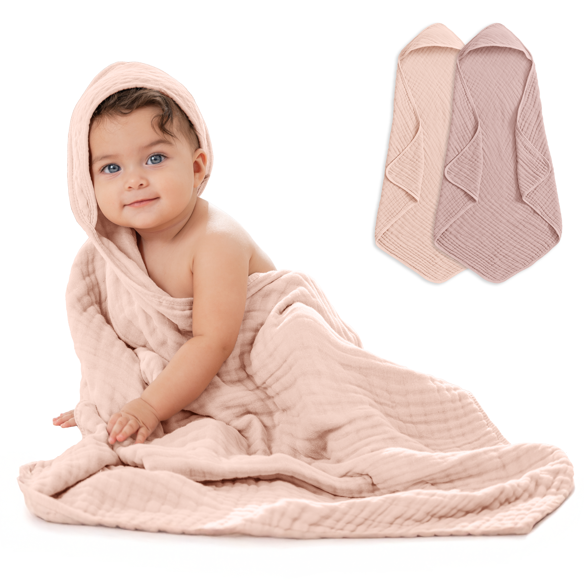 Comfy Cubs - Vendita all'ingrosso Asciugamano con cappuccio - Bambini e neonati - Asciugamano con cappuccio per neonati, 6 strati 100% cotone mussola di Comfy Cubs6