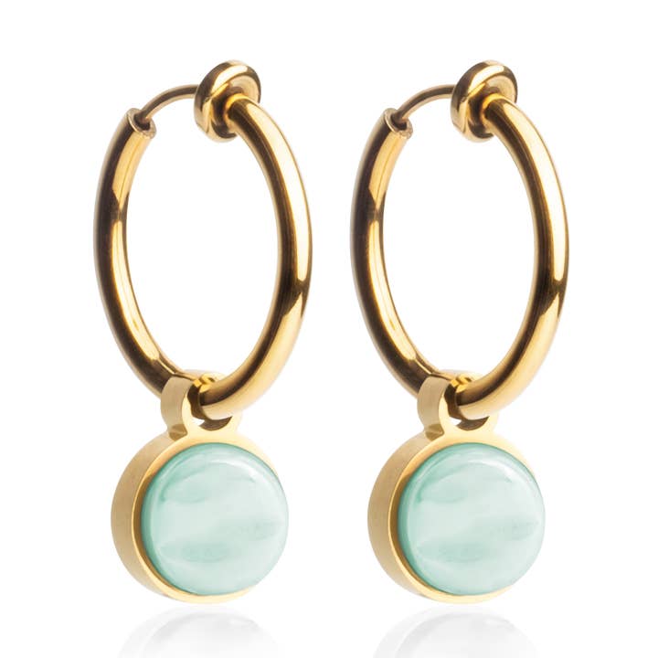 Mix & Match Ohrclips mit Anhänger • Gold / Minzgrün • 18 mm für den Großhandel von ALEXASCHA