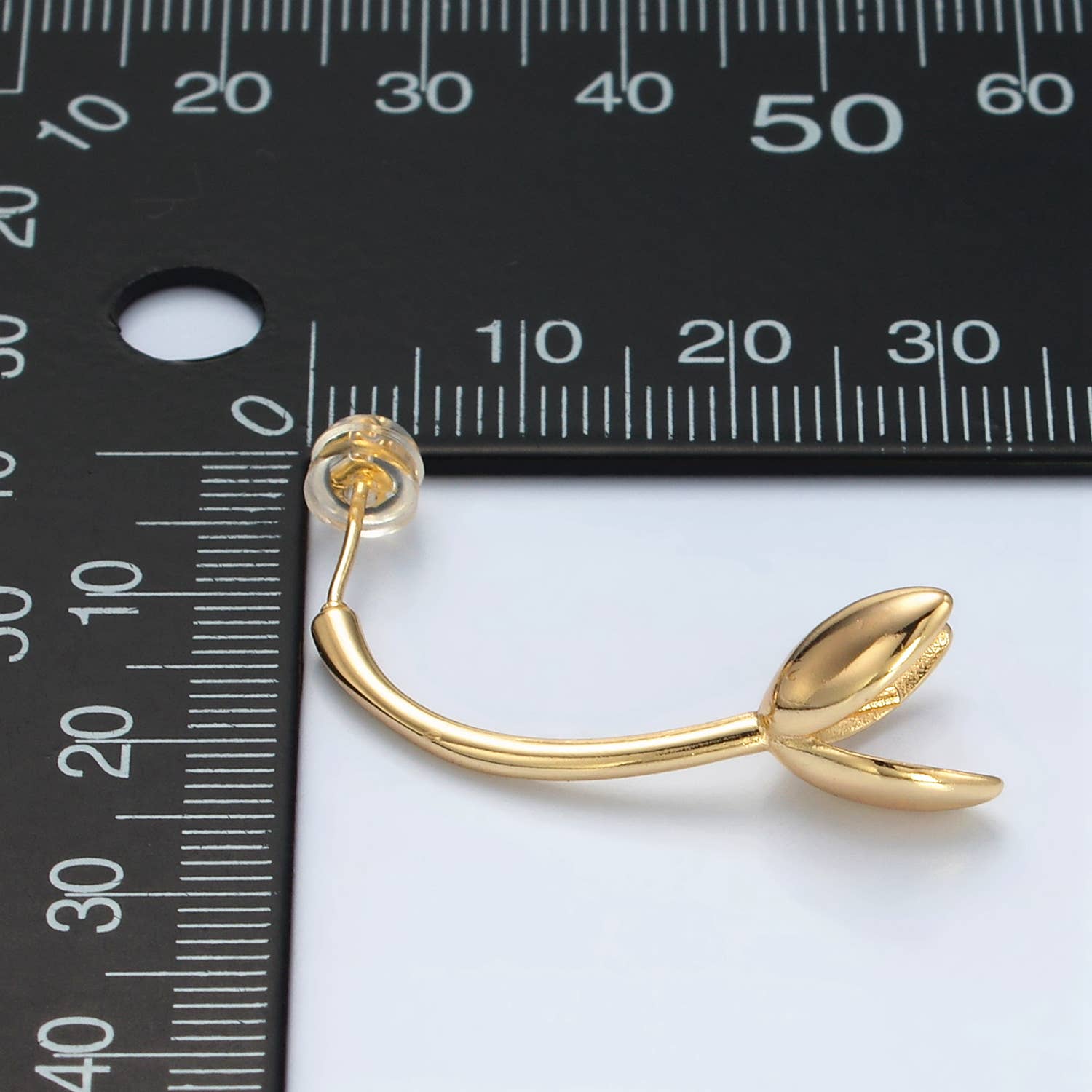 Aim Eternal - Vente Boucles d'oreilles pendantes - Clous d'oreilles à tige en forme de tulipe fourrée en or 24 carats | Q-3863