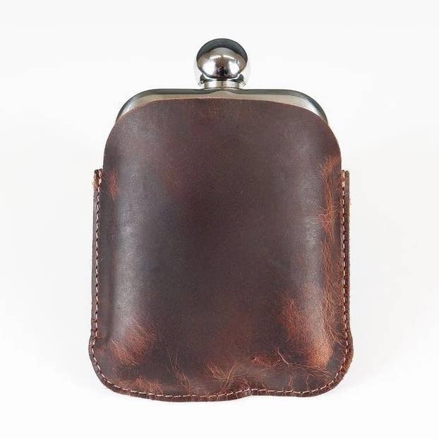 Buffalo Leather Hipflask for wholesale by Monster Sporting Gifts