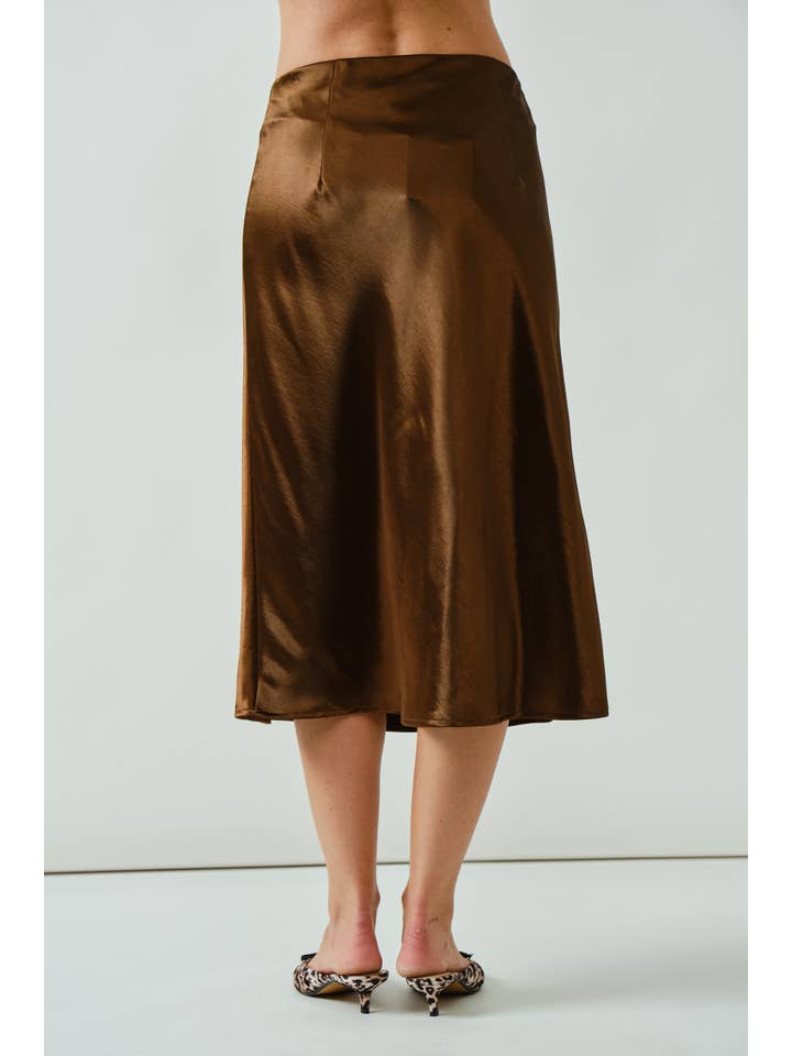 Aaron & Amber - Wholesale Skirt - Women's - AJS5484 HOLIDAY A LINE SATIN MIDI SKIRT 3