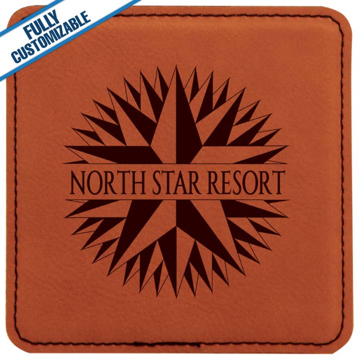 GiftWorksPlus - Wholesale Coasters - Engraved Leatherette Square Coasters - Fully Customizable1
