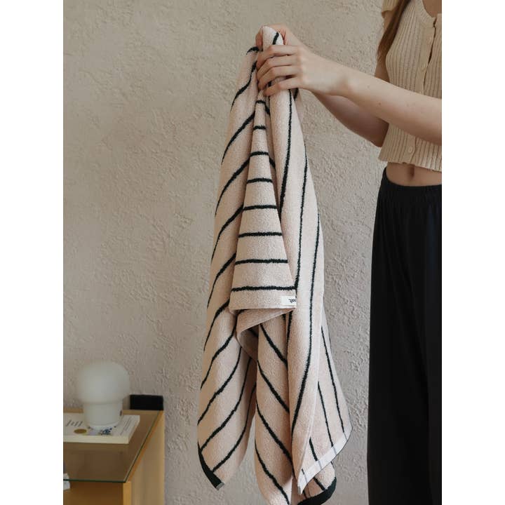 INSPECIAL HOME - Wholesale Bath Towel - 100% Cotton Retro Earthy-tone Pinstripe Soft Plush Towel 26