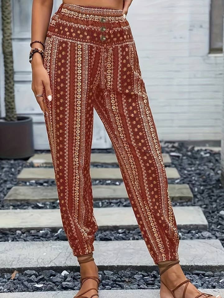 NINEXIS - Wholesale Pants - Women's - CWBLP2069_BOHO PRINT ELASTIC WAIST DRAPED JOGGER PANTS17
