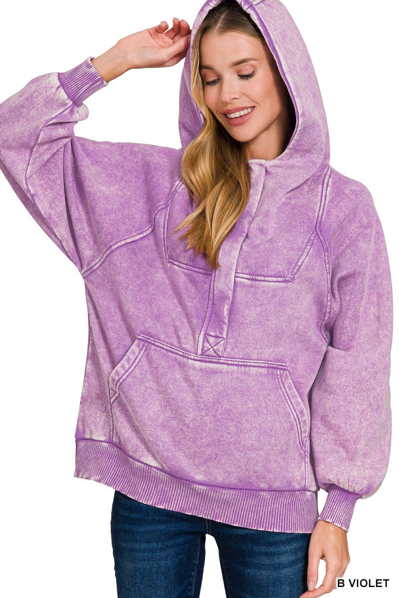 42POPS - Wholesale Hoodie - Women's - ..SI-25317 Washed Fleece Oversized 1/4 Zip Hoodie19