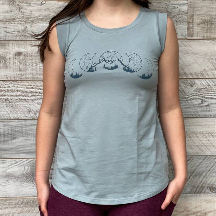 Camisola Moon Phase Mountains com manga manga para mulher por atacado de Think Greene