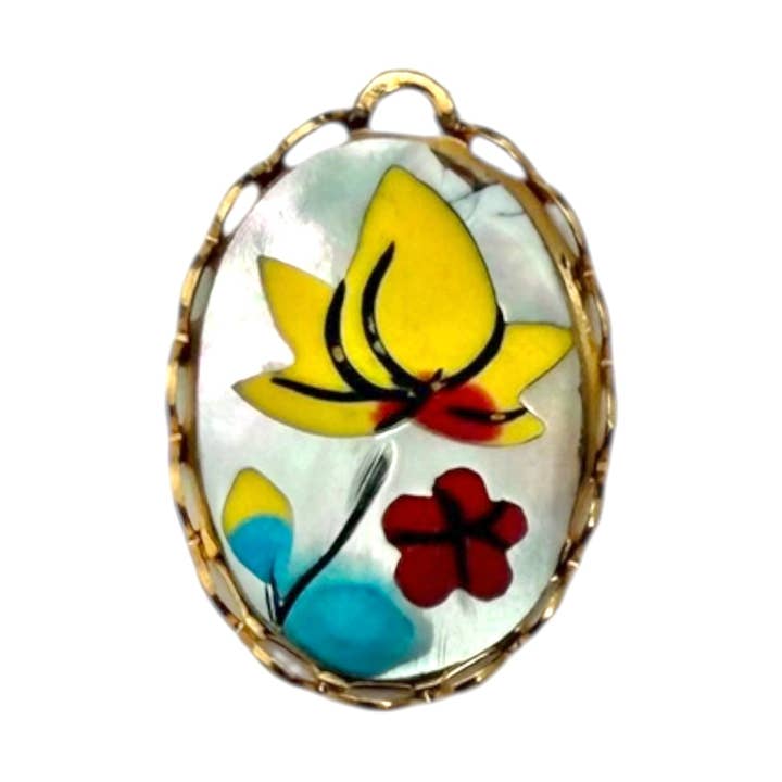 Single Charm - Mother of Pearl Yellow Flower (Sm) for wholesale by The Sage Vintage