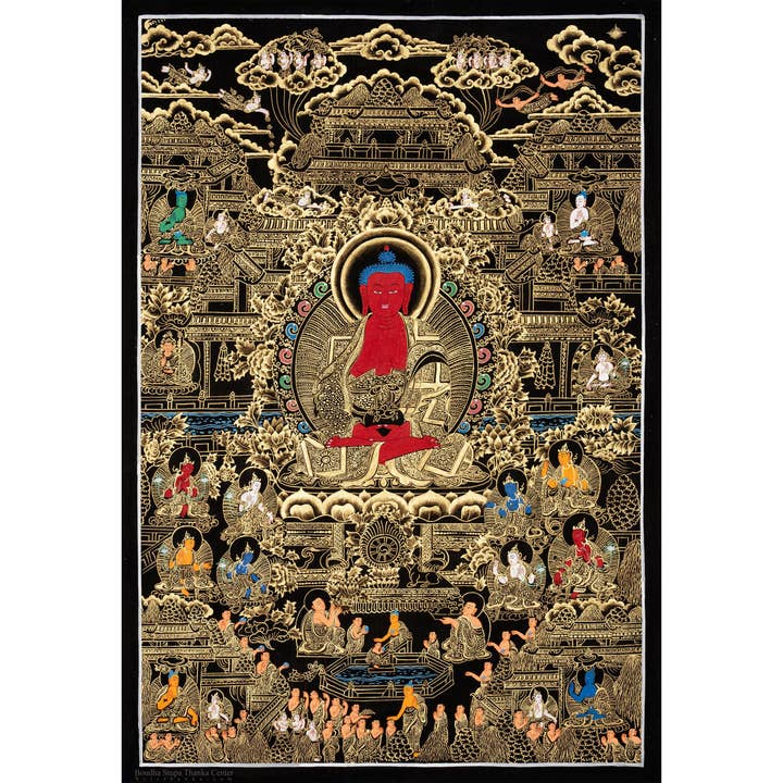 Thangka del Buda Amitabha Tibetano – El Buda de la Paz para venta al por mayor de Boudha Stupa Thanka Centre
