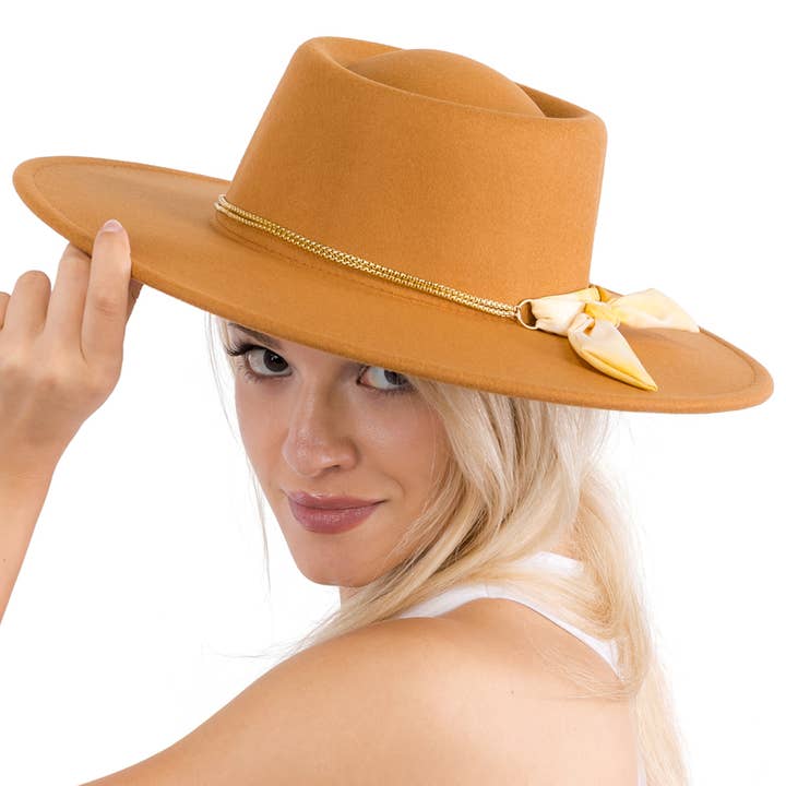 Cap Zone – Großhandel Fedora-Hut – Damen – Lux Ribbon Rancher-Mütze aus goldener Bolero-Kunstwolle11