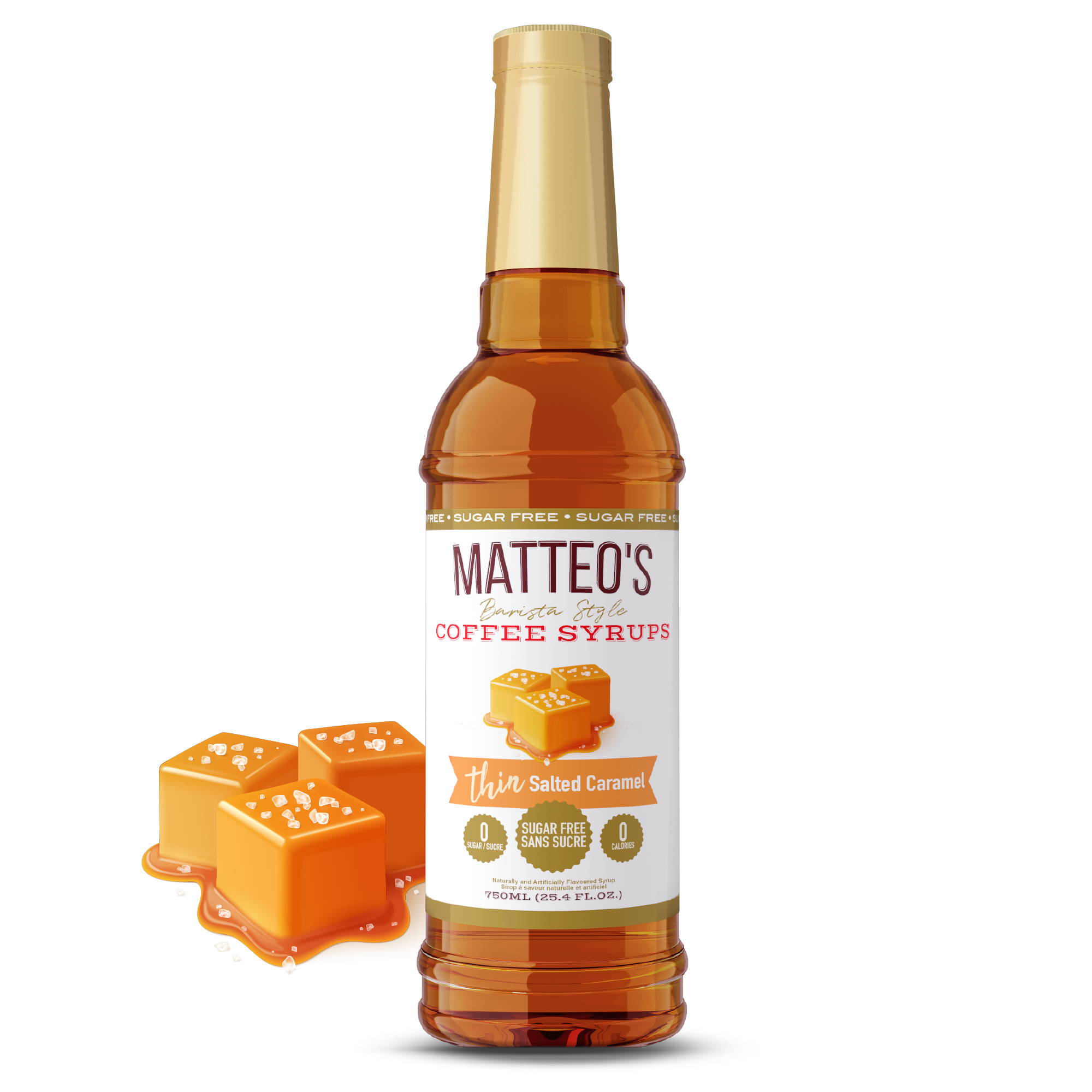 Matteo's - Wholesale Iced Coffee/Cold Brew - Matteo's Sugar Free Coffee Syrup, Salted Caramel, 0 Calories, 0 Sugar, Keto Friendly0