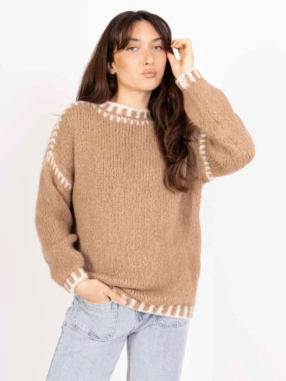 Pépouz' Paris - Wholesale Knit Sweater - Women's - Soft two-tone knit sweater PP251626