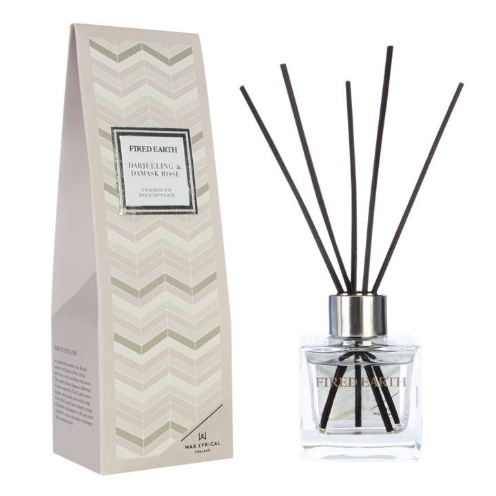 Fired Earth Reed Diffuser 100ml, Darjeeling & Damask Rose for wholesale by Wax Lyrical UK