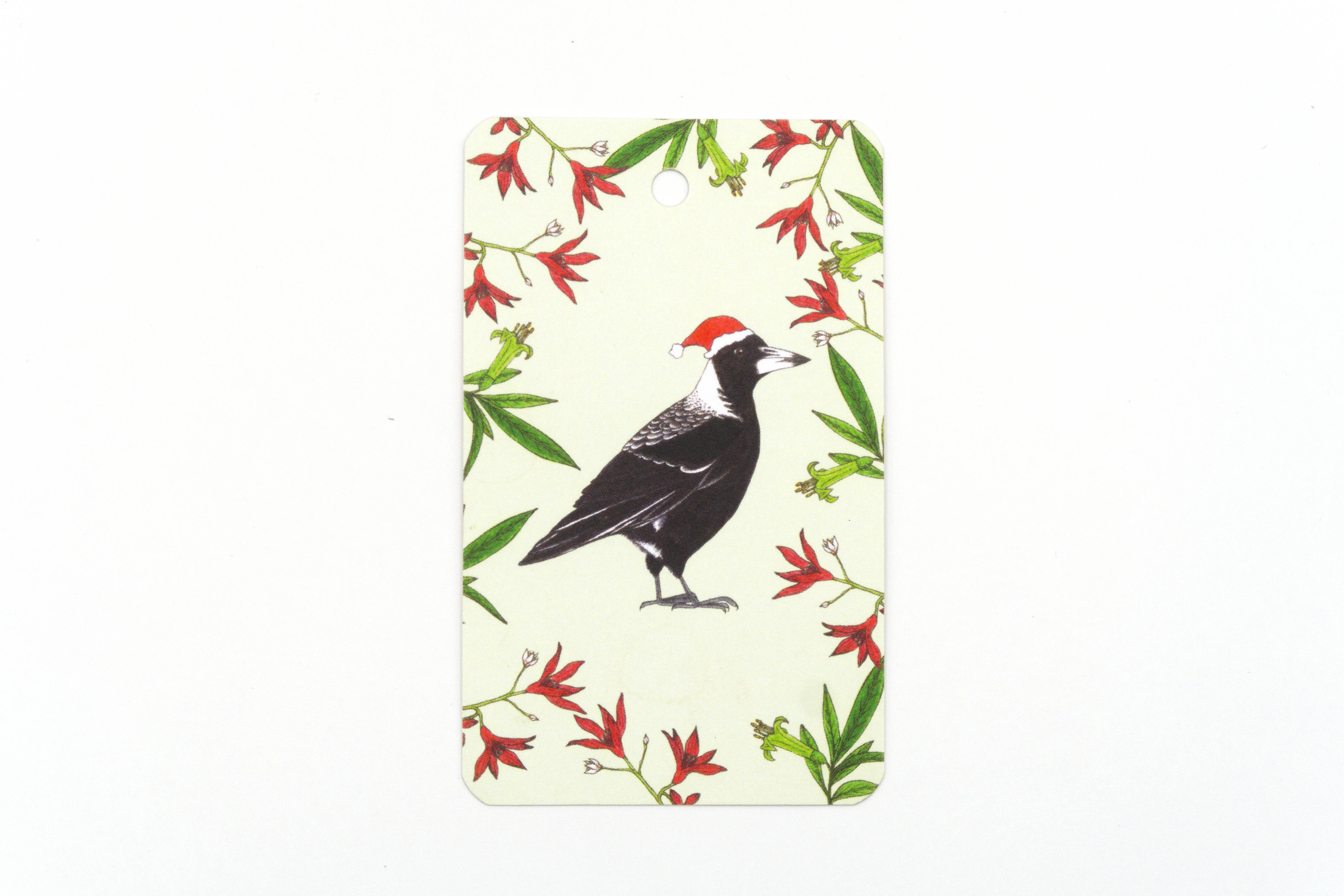 Sunshine Sea Art - Wholesale Gift tag - Magpie Christmas Gift Tag Australian Bird Xmas Green Tag0