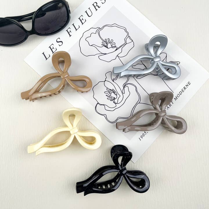 Solid Color Large Bow Hair Clip Valentine's Day Claw Clip for wholesale by SoapElenGlen