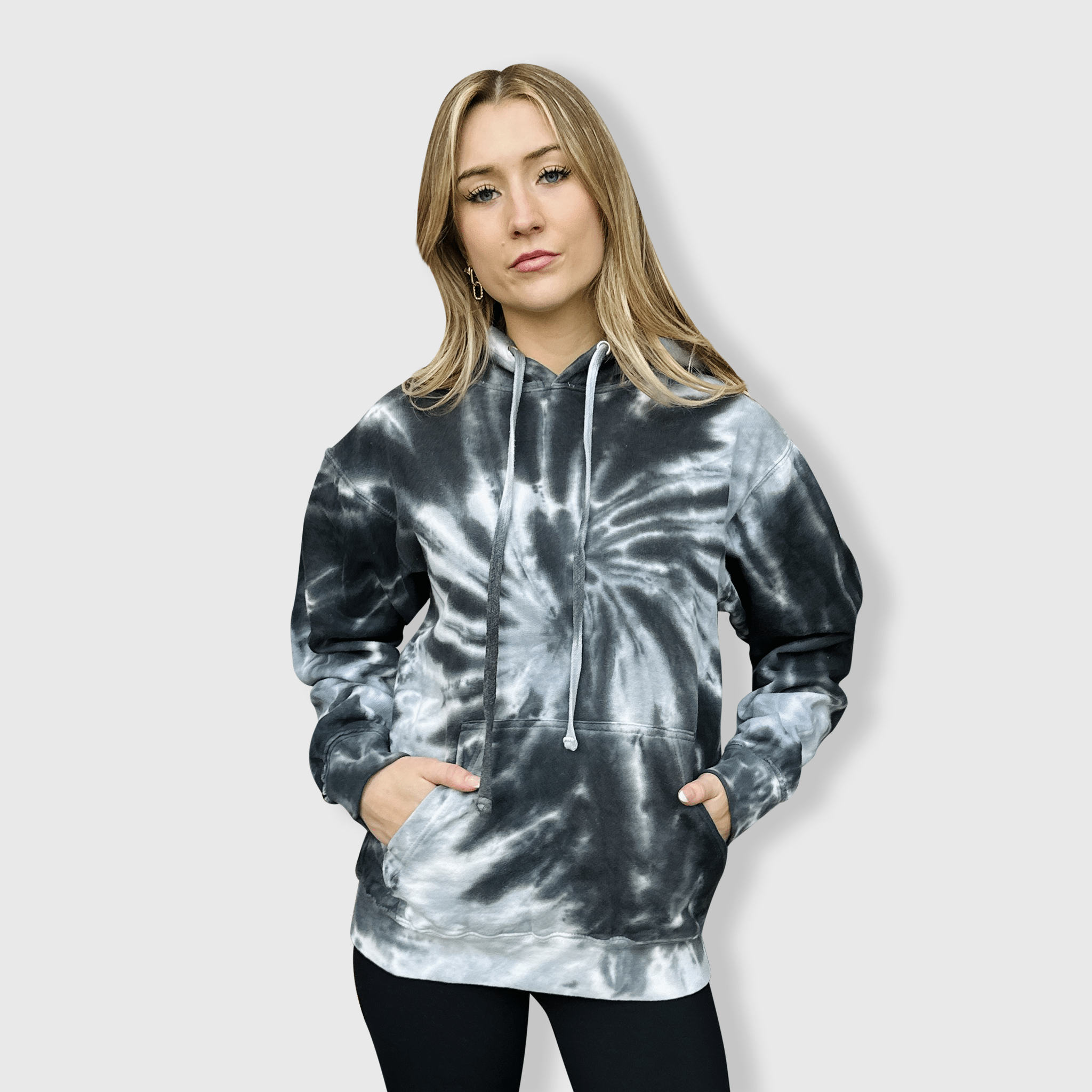 ILTEX Apparel - Vente Sweat à capuche – femme - Sweat à capuche épais Tie Dye Spiral noir1