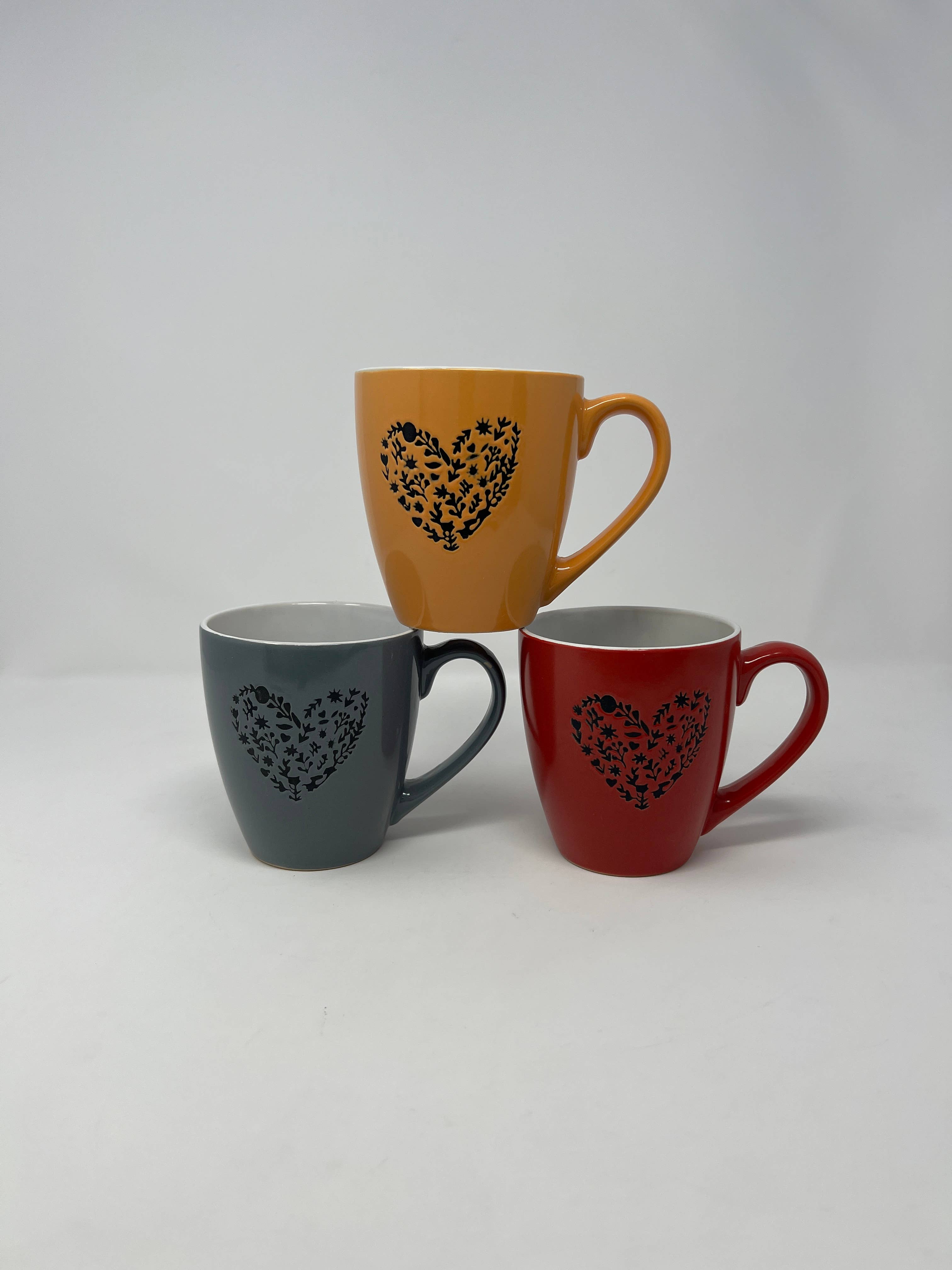 USA HomeMax - Wholesale Coffee Mug - 6" Ceramic Mug Heart Design Assorted Colors7
