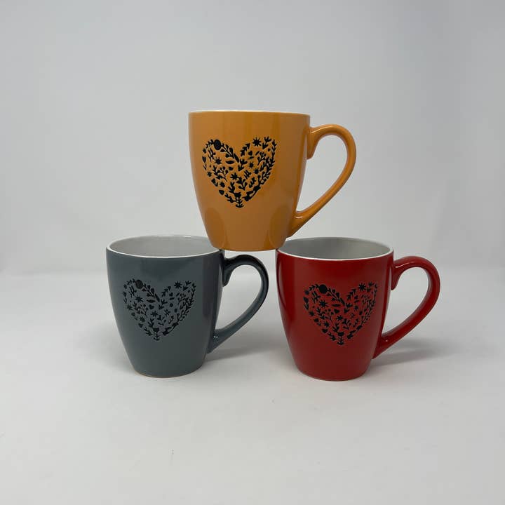 USA HomeMax - Wholesale Coffee Mug - 6" Ceramic Mug Heart Design Assorted Colors7
